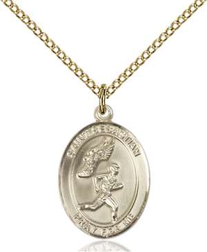 St. Sebastian / Track & Field Medal<br/>8609 Oval, Gold Filled