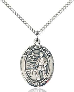 St Sebastian / Karate Medal<br/>8615 Oval, Sterling Silver