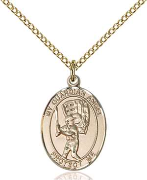 Guardian Angel / Baseball Medal<br/>8700 Oval, Gold Filled