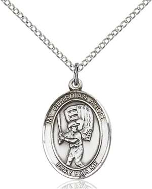 Guardian Angel / Baseball Medal<br/>8700 Oval, Sterling Silver