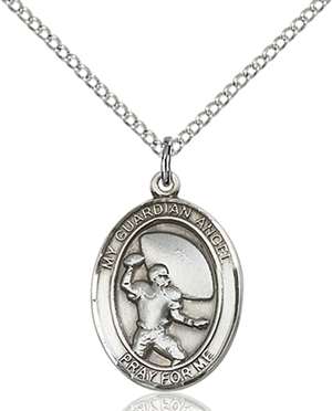 Guardian Angel / Football Medal<br/>8701 Oval, Sterling Silver