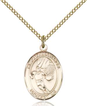 Guardian Angel / Basketball Medal<br/>8702 Oval, Gold Filled