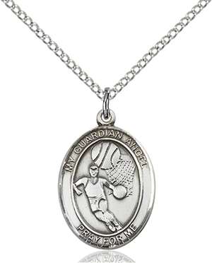 Guardian Angel / Basketball Medal<br/>8702 Oval, Sterling Silver