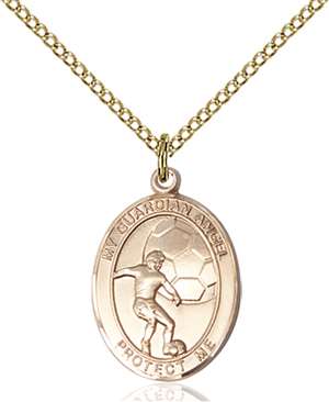 Guardian Angel / Soccer Medal<br/>8703 Oval, Gold Filled