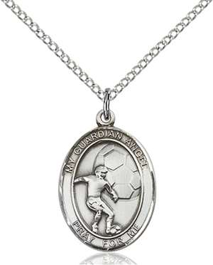 Guardian Angel / Soccer Medal<br/>8703 Oval, Sterling Silver