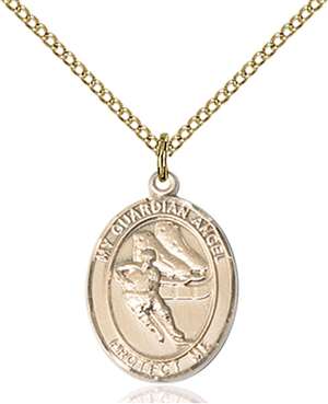 Guardian Angel/Hockey Medal<br/>8704 Oval, Gold Filled