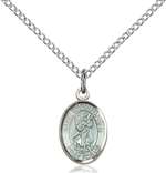 St. Christopher Blue Epoxy Medal<br/>9022 Oval, Sterling Silver