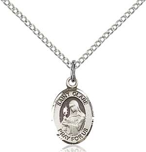 St. Clare of Assisi Medal<br/>9028 Oval, Sterling Silver