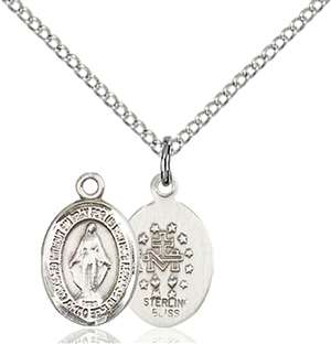Miraculous Medal<br/>9078 Oval, Sterling Silver