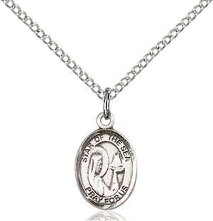 Our Lady Star of the Sea Medal<br/>9101 Oval, Sterling Silver