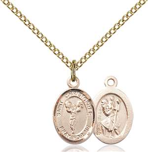 St. Christopher/Cheerleading Medal<br/>9140 Oval, Gold Filled