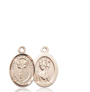 St. Christopher/Cheerleading Medal<br/>9140 Oval, 14kt Gold