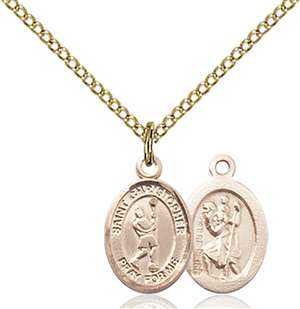 St. Christopher/Lacrosse Medal<br/>9144 Oval, Gold Filled