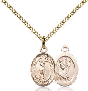 St. Christopher/Golf Medal<br/>9152 Oval, Gold Filled