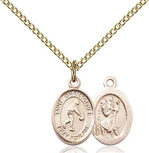 St. Christopher/Basketball Medal<br/>9153 Oval, Gold Filled