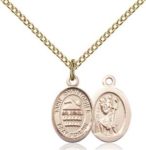 St. Christopher/Swimming Medal<br/>9157 Oval, Gold Filled