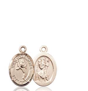 St. Christopher/Martial Arts Medal<br/>9158 Oval, 14kt Gold