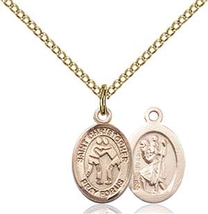 St. Christopher/Wrestling Medal<br/>9159 Oval, Gold Filled
