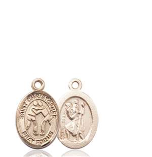 St. Christopher/Wrestling Medal<br/>9159 Oval, 14kt Gold