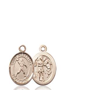St. Sebastian/Football Medal<br/>9161 Oval, 14kt Gold