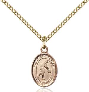 St. Sebastian/Basketball Medal<br/>9163 Oval, Gold Filled