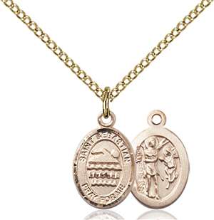 St. Sebastian/Swimming Medal<br/>9167 Oval, Gold Filled