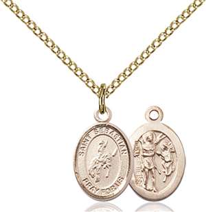St. Sebastian / Rodeo Medal<br/>9191 Oval, Gold Filled