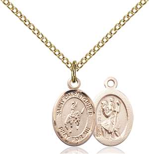 St. Christopher / Rodeo Medal<br/>9192 Oval, Gold Filled