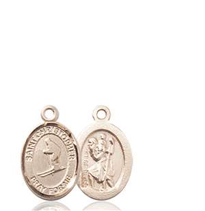 St. Christopher / Skiing Medal<br/>9193 Oval, 14kt Gold