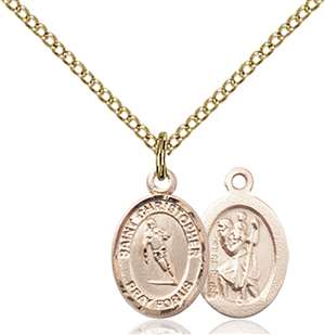 St. Christopher / Rugby Medal<br/>9194 Oval, Gold Filled