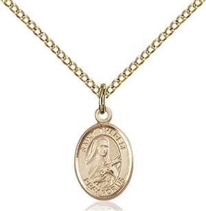 St. Therese of Lisieux Medal<br/>9210 Oval, Gold Filled