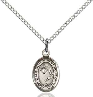 Footprints / Cross Medal<br/>9237 Oval, Sterling Silver