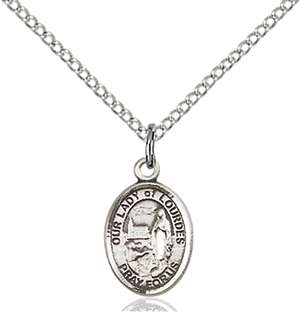 Our Lady of Lourdes Medal<br/>9288 Oval, Sterling Silver