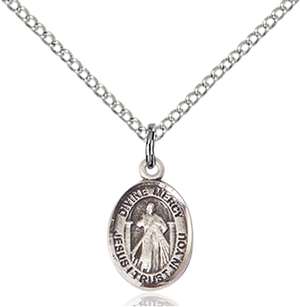 Divine Mercy Medal<br/>9366 Oval, Sterling Silver