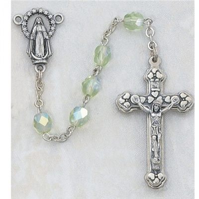 08 AUGUST ROSARY 6MM AURORA BOREALIS PERIDOT
