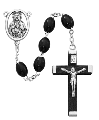 6X8MM BLACK WOOD ROSARY