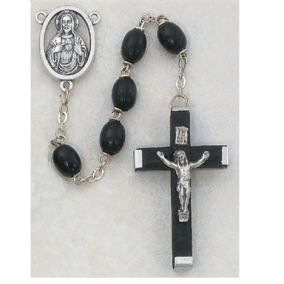 6X8MM BLACK WOOD ROSARY