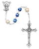 6MM BLUE & PEARL CAPPED ROSARY