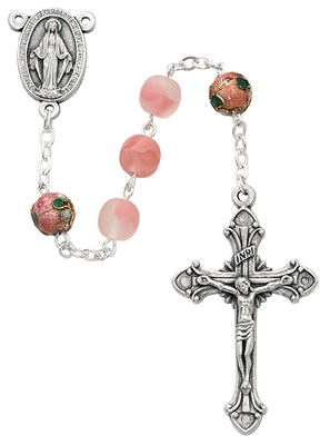 PINK ROSARY WITH PINK CLOISONNE