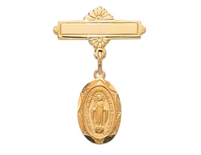 Gold Over Sterling Silver Miraculous Medal Gp Baby Pin