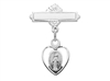 Sterling Silver Miraculous Medal Rhodium Finish Baby Pin