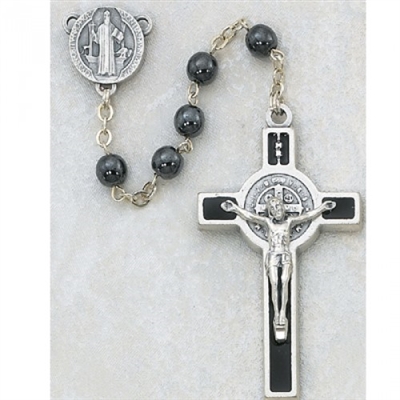 6MM HEMATITE ST. BENDICT ROSARY