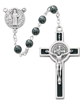 6MM HEMATITE ST. BENDICT ROSARY