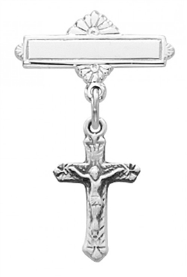 SS CRUCIFIX RF BABY PIN/T