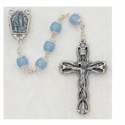 8MM BLUE GLASS LOURDES ROSARY