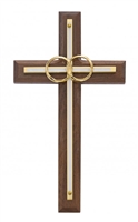 6 1/2" WALNUT/WHITE WEDDING CROSS