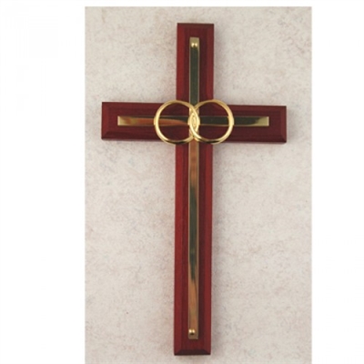 6 1/2" CHERRY WITH BRASS WEDDING CROSS