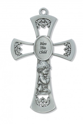 6" PEWTER BABY BOY CROSS