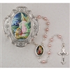 GUARDIAN ANGEL PINK ROSARY W/BOX