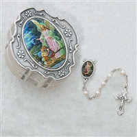 GUARDIAN ANGEL PEARL ROSARY W/BOX